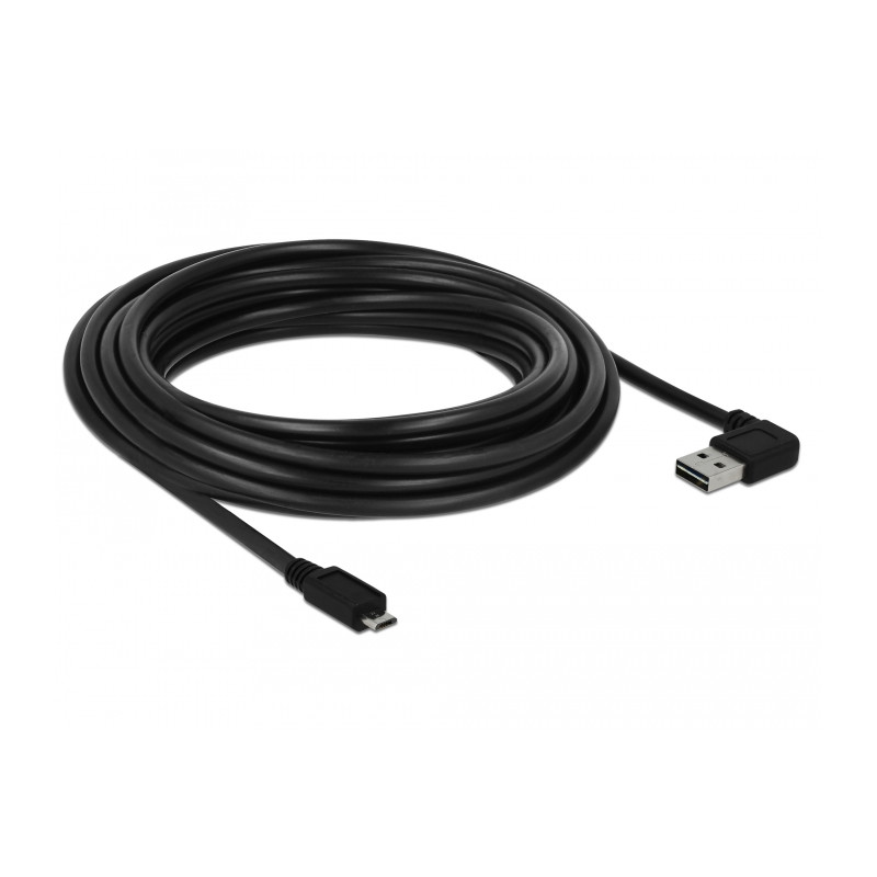 Delock Kabel EASY-USB 2.0 Typ-A Stecker gewinkelt links / rechts - USB 2.0 Typ Micro-B Stecker 5 m