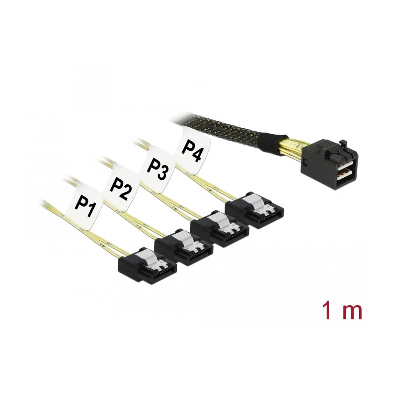 Delock Kabel Mini SAS HD SFF-8643 - 4 x SATA 7 Pin 1 m