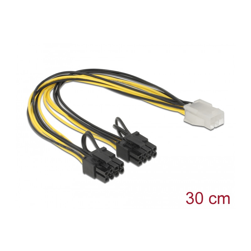 Delock PCI Express Stromkabel 6 Pin Buchse - 2 x 8 Pin Stecker 30 cm
