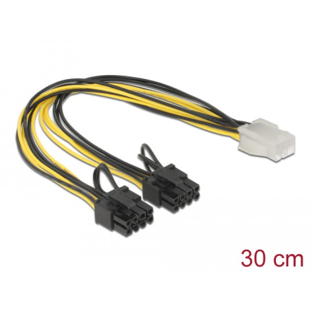 Delock PCI Express Stromkabel 6 Pin Buchse - 2 x 8 Pin Stecker 30 cm