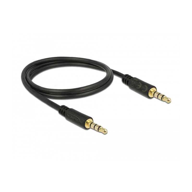 Delock Klinkenkabel 3,5 mm 4 Pin Stecker zu Stecker 1 m schwarz
