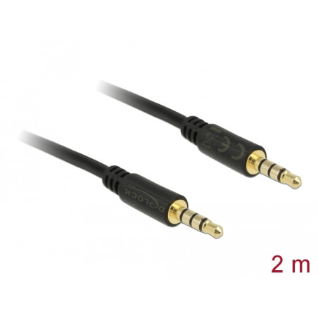 Delock Klinkenkabel 3,5 mm 4 Pin Stecker zu Stecker 2 m schwarz