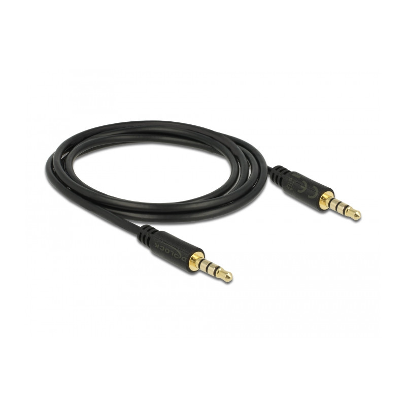 Delock Klinkenkabel 3,5 mm 4 Pin Stecker zu Stecker 2 m schwarz