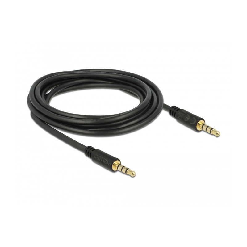 Delock Klinkenkabel 3,5 mm 4 Pin Stecker zu Stecker 3 m schwarz