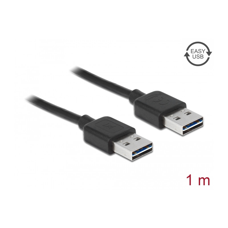 Delock Kabel EASY-USB 2.0 Typ-A Stecker - EASY-USB 2.0 Typ-A Stecker 1 m schwarz