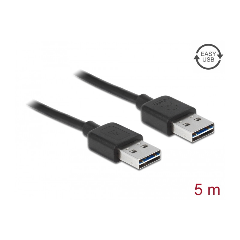 Delock Kabel EASY-USB 2.0 Typ-A Stecker - EASY-USB 2.0 Typ-A Stecker 5 m schwarz