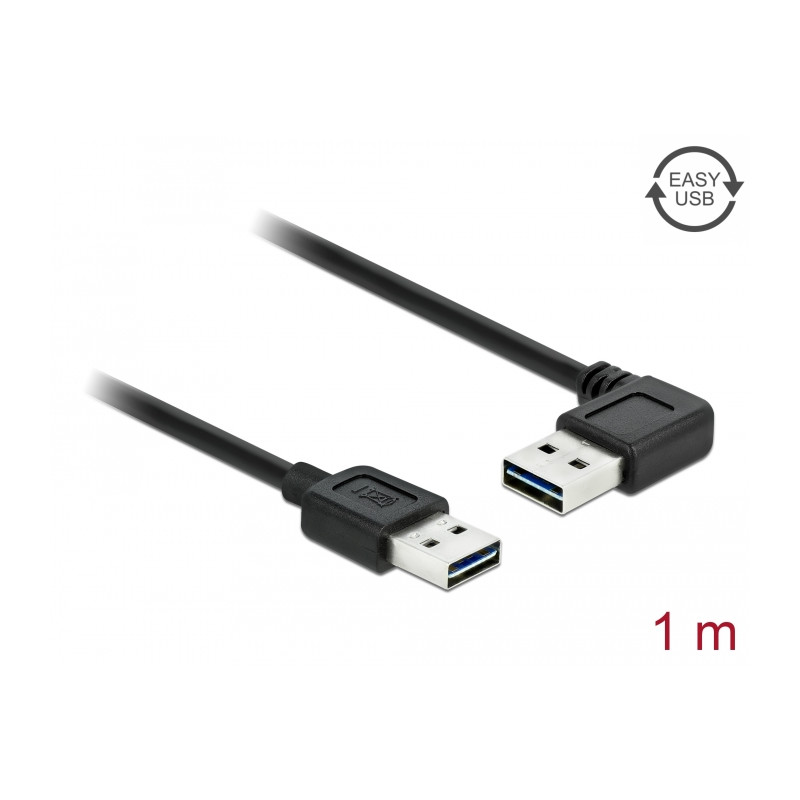 Delock Kabel EASY-USB 2.0 Typ-A Stecker - EASY-USB 2.0 Typ-A Stecker gewinkelt links / rechts 1 m