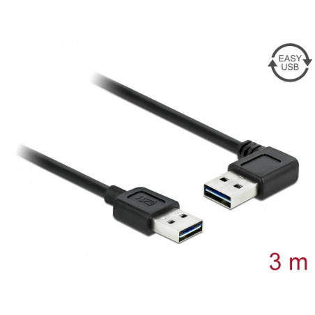 Delock Kabel EASY-USB 2.0 Typ-A Stecker - EASY-USB 2.0 Typ-A Stecker gewinkelt links / rechts 3 m