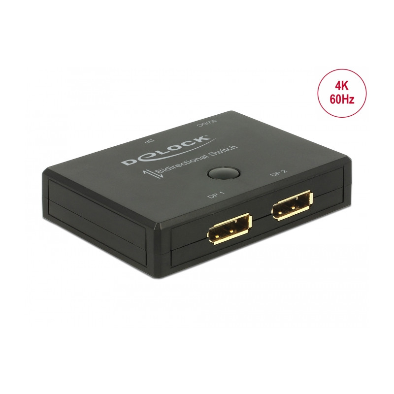 Delock DisplayPort 2 - 1 Umschalter bidirektional 4K 60 Hz