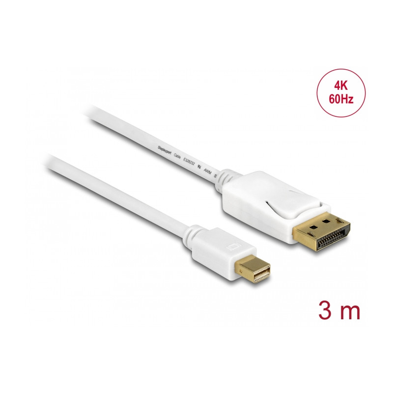 Delock Kabel Mini DisplayPort 1.2 Stecker - DisplayPort Stecker 4K 60 Hz 3,0 m
