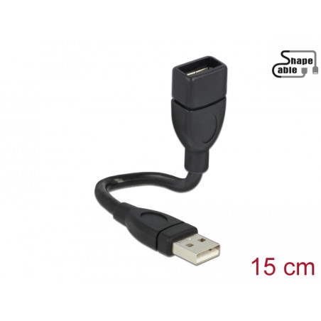 Delock Kabel USB 2.0 Typ-A Stecker - USB 2.0 Typ-A Buchse ShapeCable 0,15 m