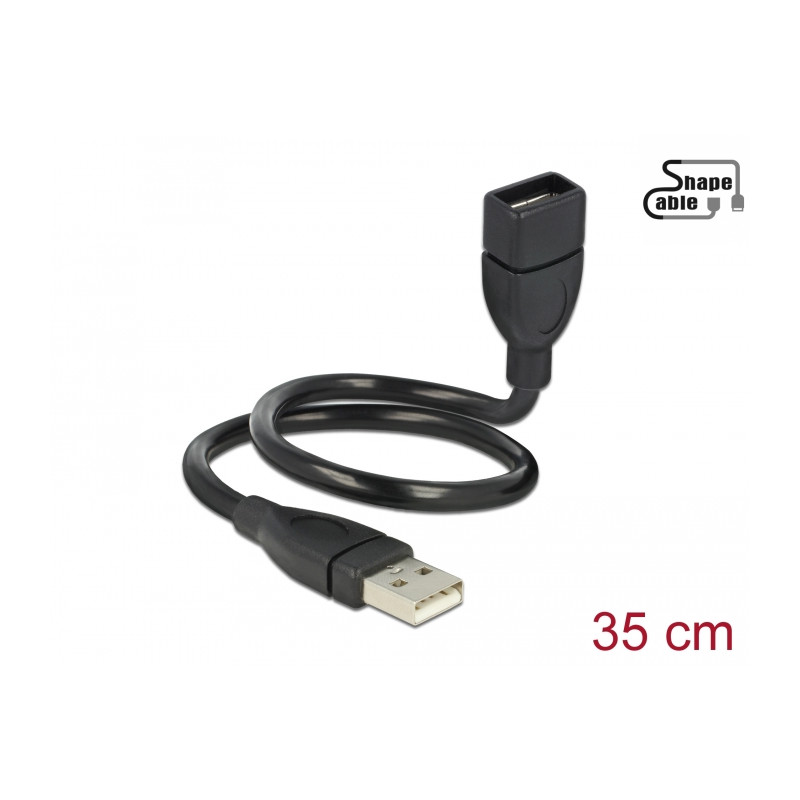 Delock Kabel USB 2.0 Typ-A Stecker - USB 2.0 Typ-A Buchse ShapeCable 0,35 m