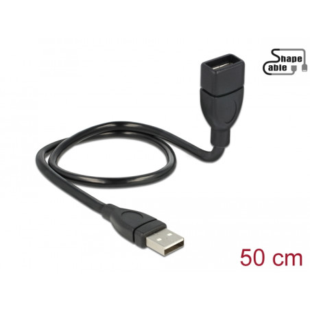Delock Kabel USB 2.0 Typ-A Stecker - USB 2.0 Typ-A Buchse ShapeCable 0,5 m