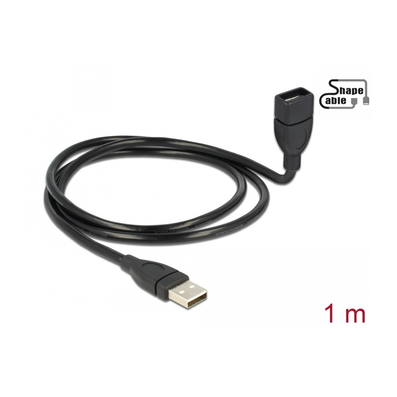Delock Kabel USB 2.0 Typ-A Stecker - USB 2.0 Typ-A Buchse ShapeCable 1 m