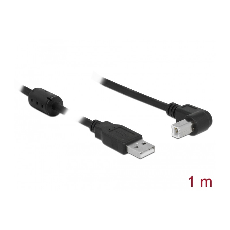 Delock Kabel USB 2.0 Typ-A Stecker - USB 2.0 Typ-B Stecker gewinkelt 1 m schwarz