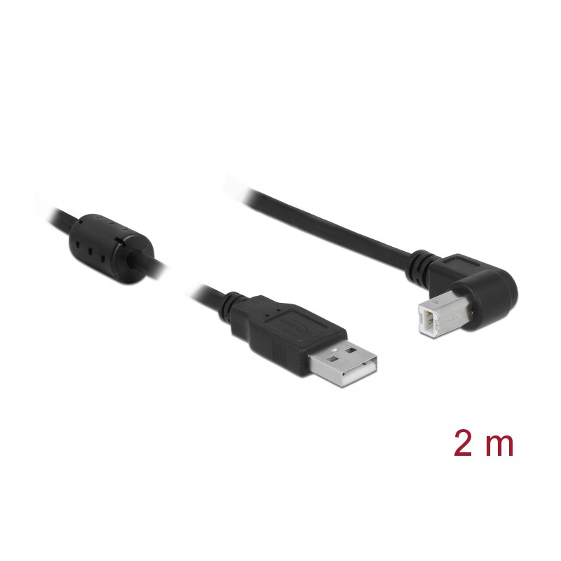 Delock Kabel USB 2.0 Typ-A Stecker - USB 2.0 Typ-B Stecker gewinkelt 2 m schwarz