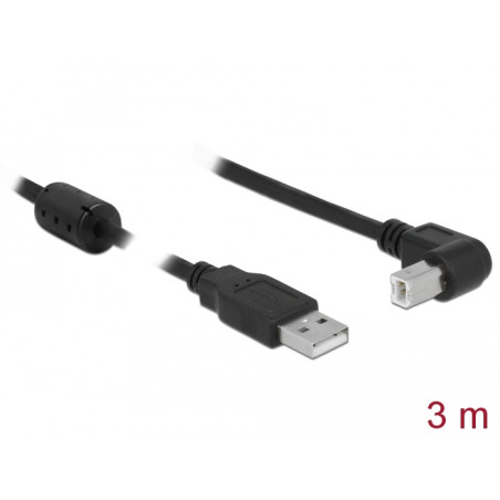 Delock Kabel USB 2.0 Typ-A Stecker - USB 2.0 Typ-B Stecker gewinkelt 3 m schwarz