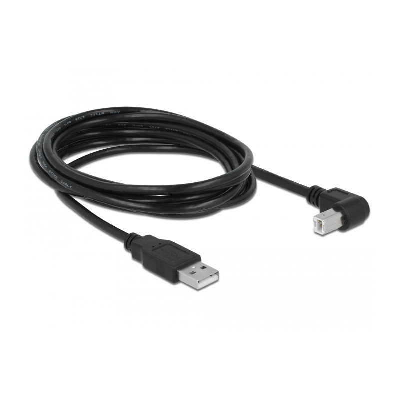 Delock Kabel USB 2.0 Typ-A Stecker - USB 2.0 Typ-B Stecker gewinkelt 3 m schwarz