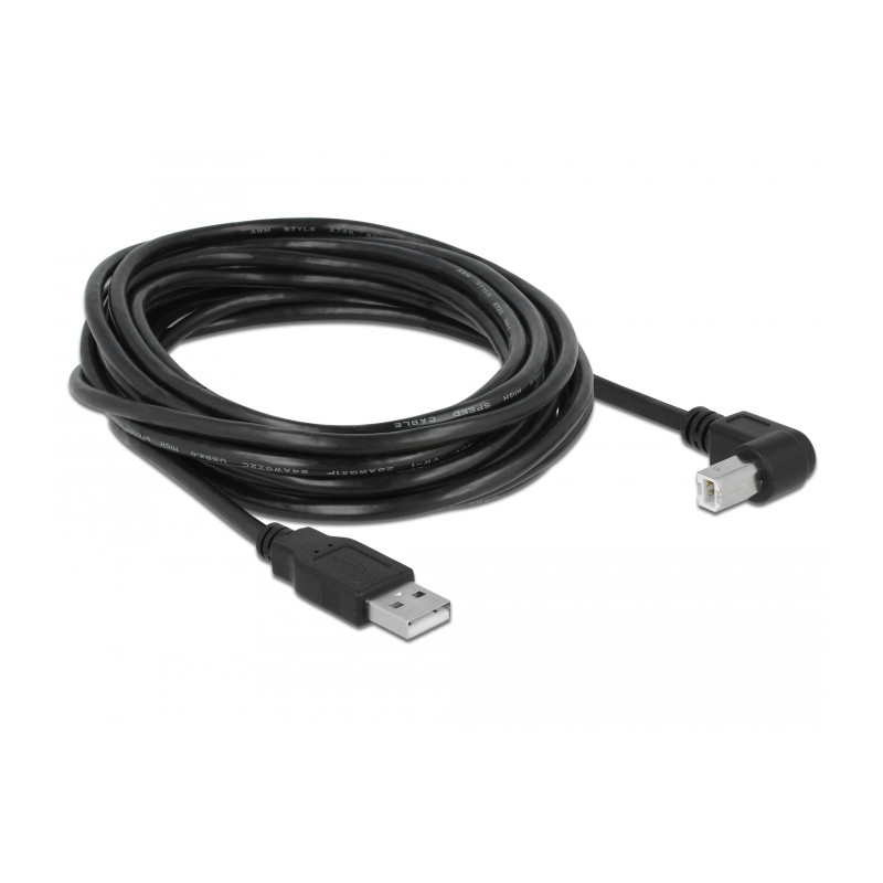 Delock Kabel USB 2.0 Typ-A Stecker - USB 2.0 Typ-B Stecker gewinkelt 5 m schwarz