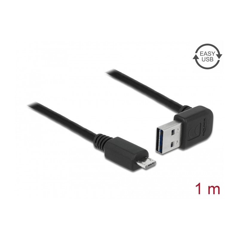 Delock Kabel EASY-USB 2.0 Typ-A Stecker gewinkelt oben / unten - USB 2.0 Typ Micro-B Stecker 1 m