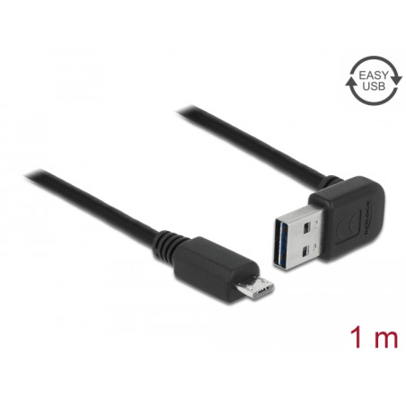 Delock Kabel EASY-USB 2.0 Typ-A Stecker gewinkelt oben / unten - USB 2.0 Typ Micro-B Stecker 1 m