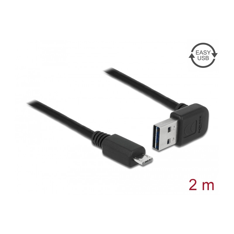 Delock Kabel EASY-USB 2.0 Typ-A Stecker gewinkelt oben / unten - USB 2.0 Typ Micro-B Stecker 2 m