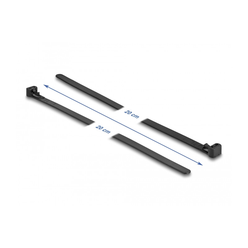 Delock Kabelbinder wiederverwendbar hitzebeständig L 200 x B 7,5 mm 100 Stück schwarz