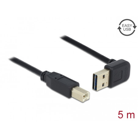 Delock Kabel EASY-USB 2.0 Typ-A Stecker gewinkelt oben / unten - USB 2.0 Typ-B Stecker 5 m