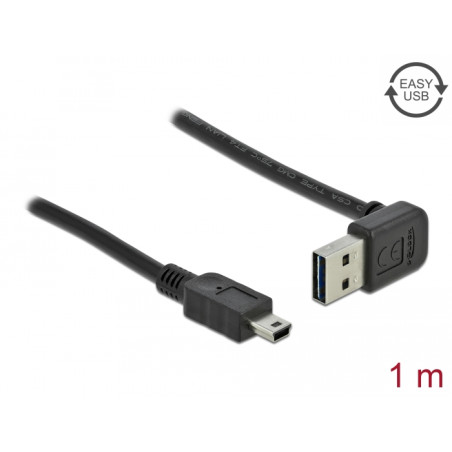 Delock Kabel EASY-USB 2.0 Typ-A Stecker gewinkelt oben / unten - USB 2.0 Typ Mini-B Stecker 1 m
