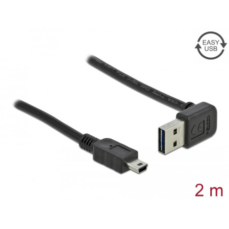 Delock Kabel EASY-USB 2.0 Typ-A Stecker gewinkelt oben / unten - USB 2.0 Typ Mini-B Stecker 2 m