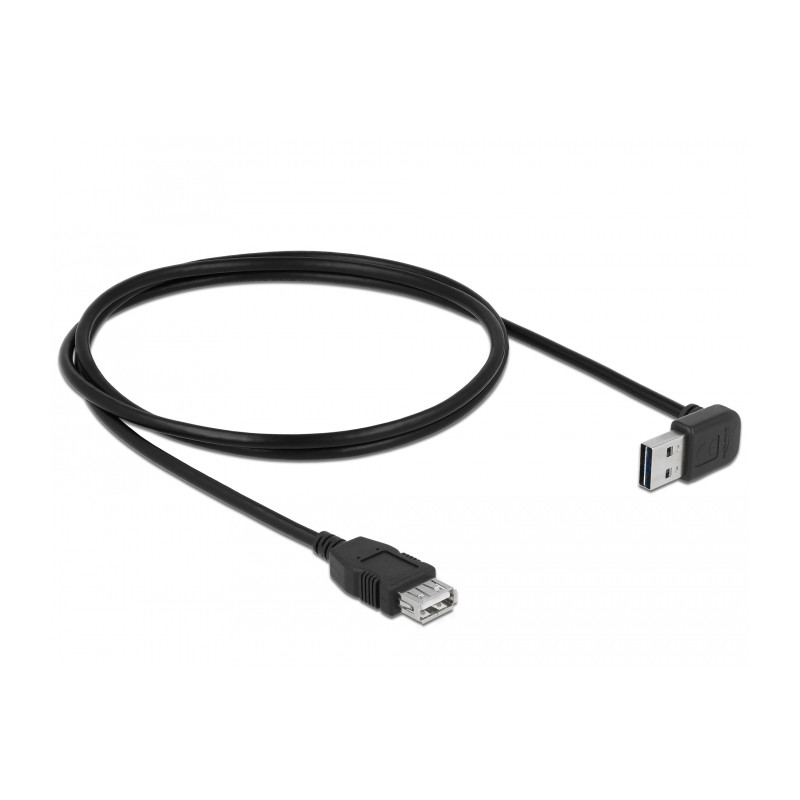 Delock Verlängerungskabel EASY-USB 2.0 Typ-A Stecker gewinkelt oben / unten - USB 2.0 Typ-A Buchse schwarz 1 m