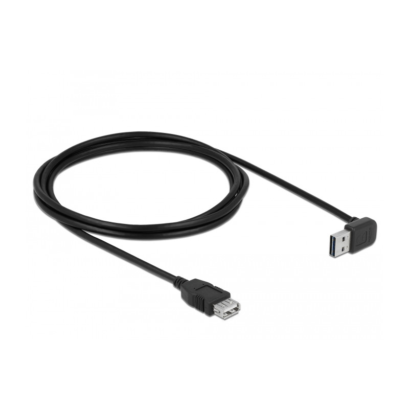 Delock Verlängerungskabel EASY-USB 2.0 Typ-A Stecker gewinkelt oben / unten - USB 2.0 Typ-A Buchse schwarz 2 m