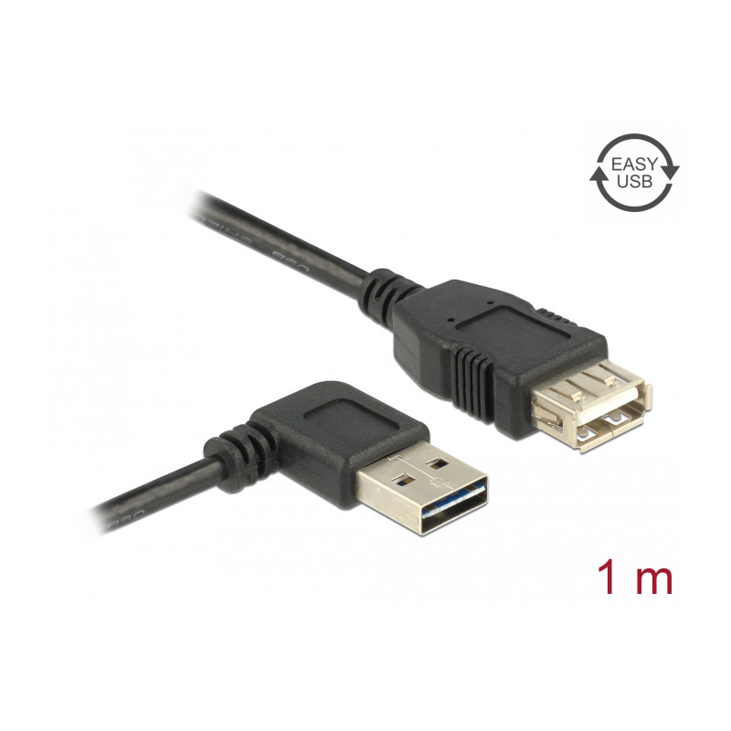 Delock Verlängerungskabel EASY-USB 2.0 Typ-A Stecker gewinkelt links / rechts - USB 2.0 Typ-A Buchse 1 m