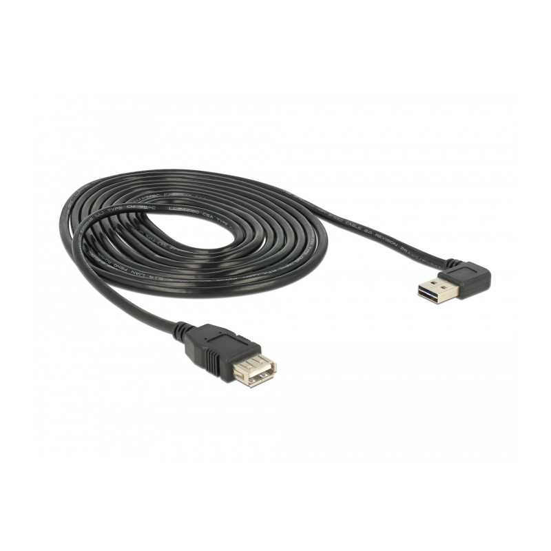 Delock Verlängerungskabel EASY-USB 2.0 Typ-A Stecker gewinkelt links / rechts - USB 2.0 Typ-A Buchse 3 m
