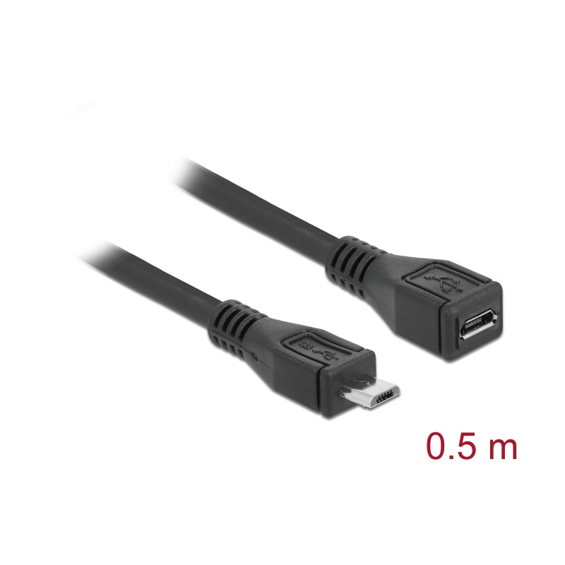 Delock Verlängerungskabel USB 2.0 Typ Micro-B Stecker - USB 2.0 Typ Micro-B Buchse 0,5 m