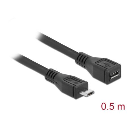 Delock Verlängerungskabel USB 2.0 Typ Micro-B Stecker - USB 2.0 Typ Micro-B Buchse 0,5 m