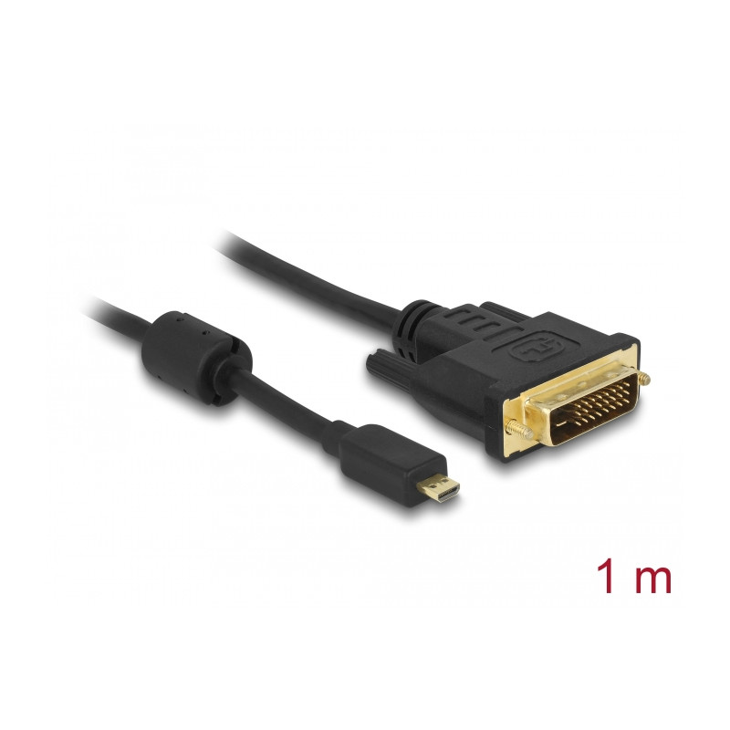 Delock HDMI Kabel Micro-D Stecker - DVI 24+1 Stecker 1 m