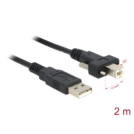 Delock Kabel USB 2.0 Typ A Stecker - USB 2.0 Typ B Stecker mit Schrauben 2 m