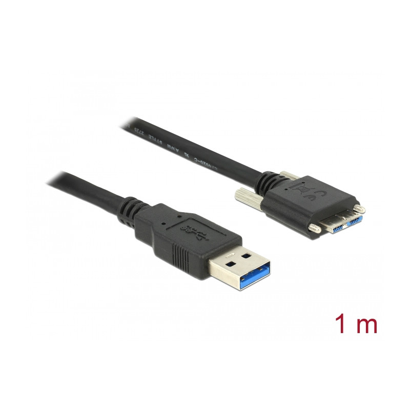 Delock USB 5 Gbps Kabel Typ-A Stecker zu USB 5 Gbps Typ Micro-B Stecker mit Schrauben 1 m