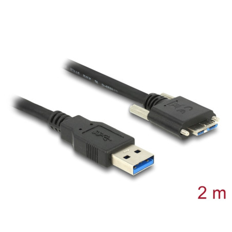 Delock USB 5 Gbps Kabel Typ-A Stecker zu USB 5 Gbps Typ Micro-B Stecker mit Schrauben 2 m