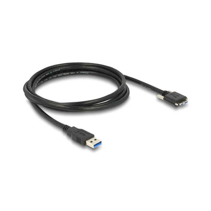 Delock USB 5 Gbps Kabel Typ-A Stecker zu USB 5 Gbps Typ Micro-B Stecker mit Schrauben 2 m