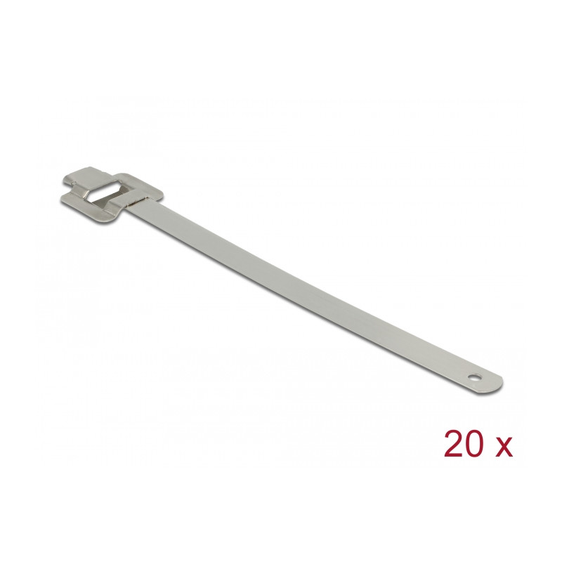 Delock Edelstahlkabelbinder wiederverwendbar mit Faltverschluss L 150 x B 10 mm 20 Stück