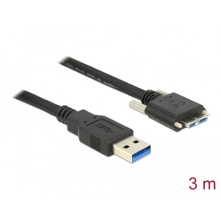 Delock USB 5 Gbps Kabel Typ-A Stecker zu USB 5 Gbps Typ Micro-B Stecker mit Schrauben 3 m