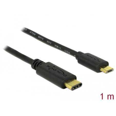 Delock Kabel USB Type-C™ 2.0 Stecker - USB 2.0 Typ Micro-B Stecker 1,0 m schwarz