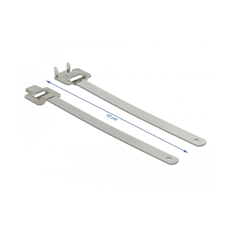 Delock Edelstahlkabelbinder wiederverwendbar mit Faltverschluss L 150 x B 10 mm 20 Stück