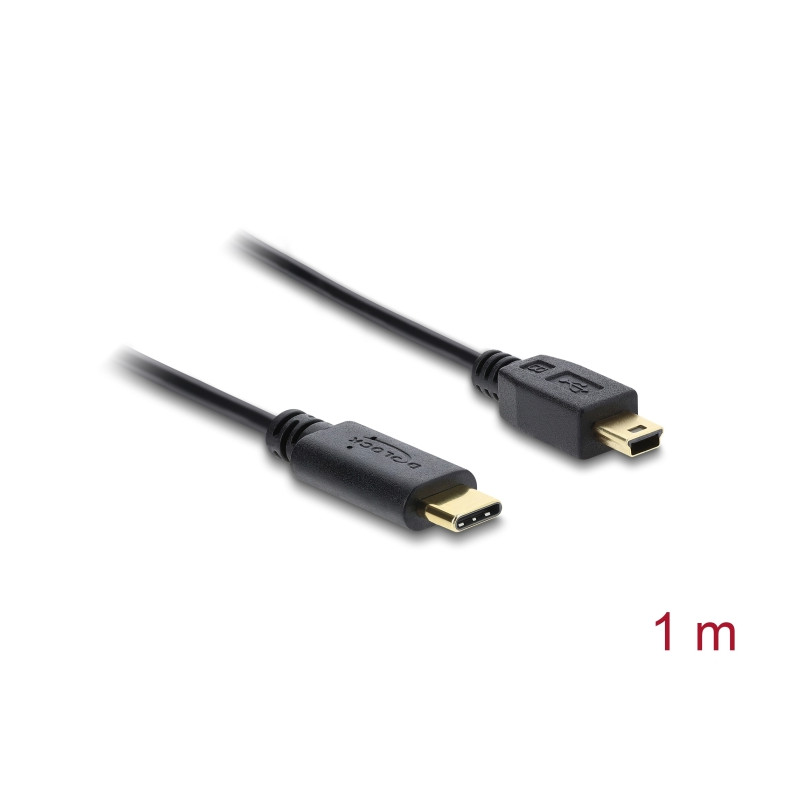 Delock Kabel USB Type-C™ 2.0 Stecker - USB 2.0 Typ Mini-B Stecker 1,0 m schwarz