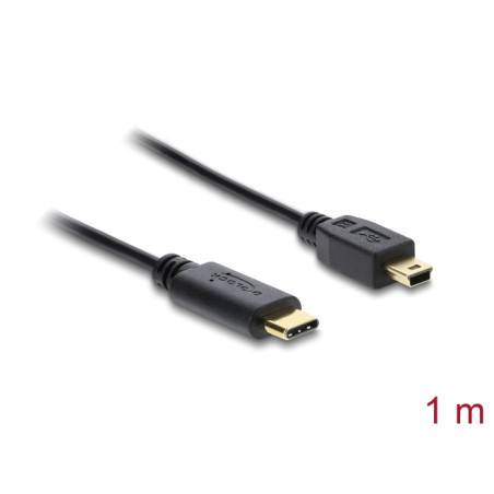 Delock Kabel USB Type-C™ 2.0 Stecker - USB 2.0 Typ Mini-B Stecker 1,0 m schwarz