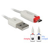 Delock Daten- und Ladekabel USB 2.0-A Stecker - Micro USB-B Stecker mit Leuchtanzeige weiß