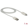 Delock Daten- und Ladekabel USB 2.0-A Stecker - Micro USB-B Stecker mit Leuchtanzeige weiß