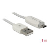 Delock Daten- und Ladekabel USB 2.0-A Stecker - Micro USB-B Stecker mit Leuchtanzeige weiß